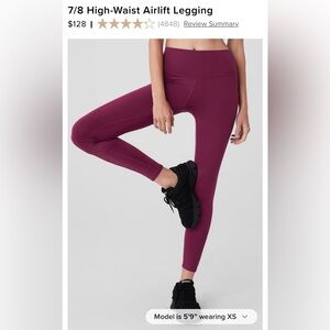 Alo Yoga Legging - 7/8 High-Waist Airlift Legging - Wild Berry - Wild Berry / S